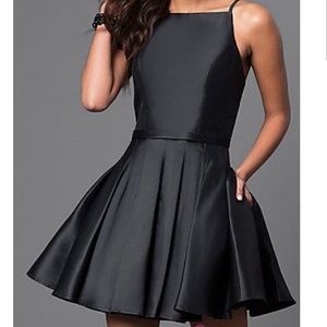 Black satin homecoming dress